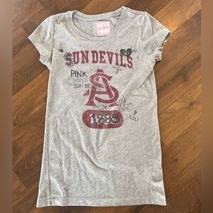 PINK Victoria's Secret Gray Short Sleeve Arizona State Sun Devils Graphic Tee